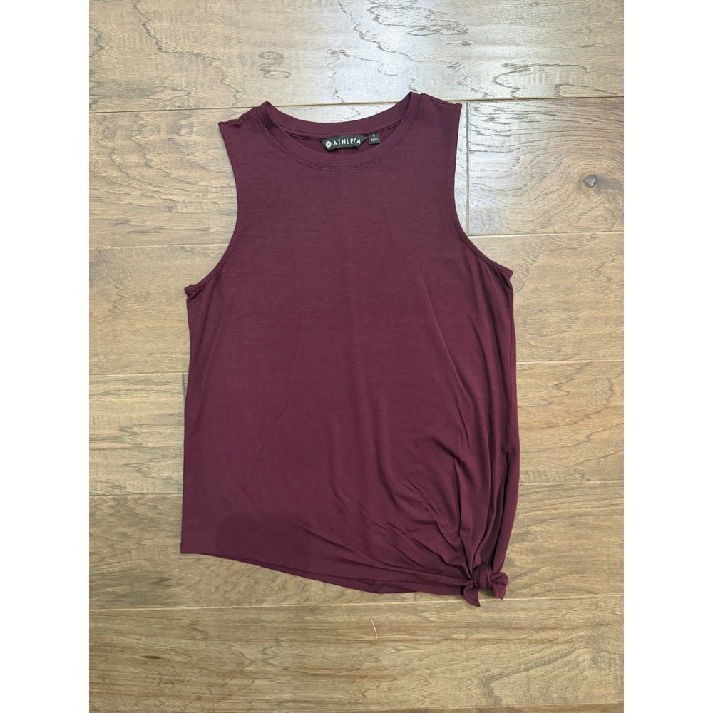 Athleta Tank Top Womens S Burgundy Modal Solid Side Knot Activewear Yoga Shirt